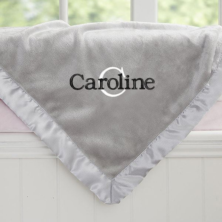 Personalization Mall Grey 100 Polyester Microfiber Blanket With Satin